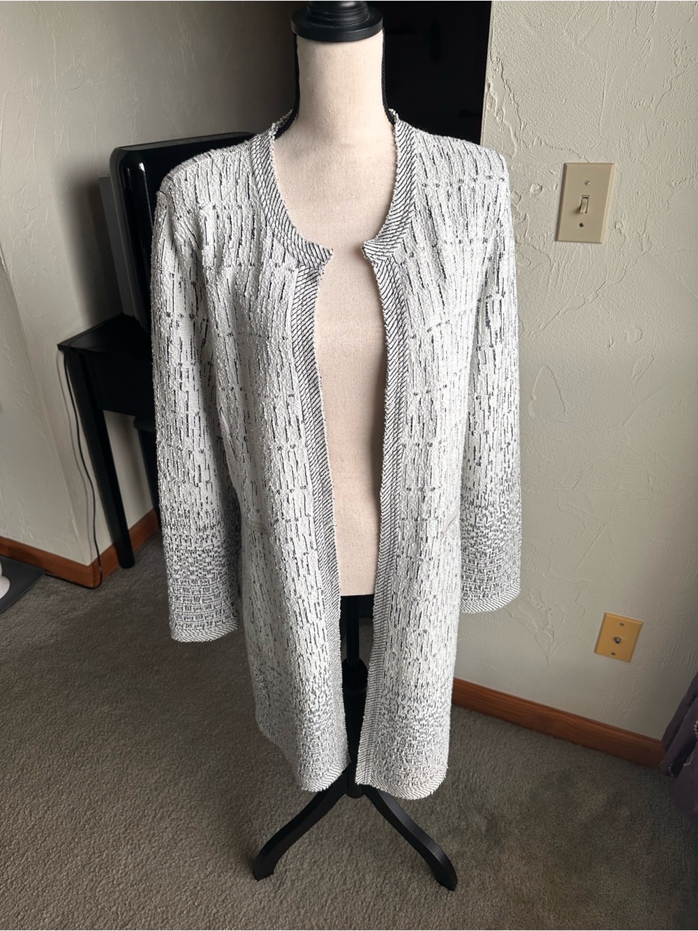 🩶 NIC + ZOE - Light Gray Open-Front Women’s Cardigan Sweater Coat - Size: XL